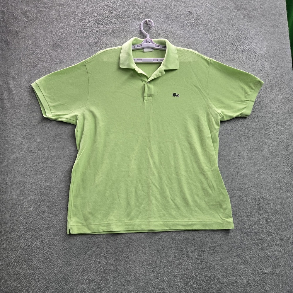 Lacoste Men Polo 7 2XL Green Embroidered Logo Short Sleeve Pique